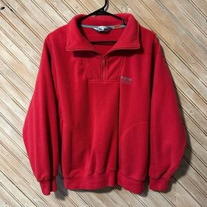 Pink Fleece Mountain Gear 3/4 Blue Thread Embroidered Logo 3/4 Zipper Vintage